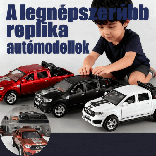 🚙 1:32 Retro F350 öntöttfém modellautó nyitható ajtókkal és levehető pótkerekkel