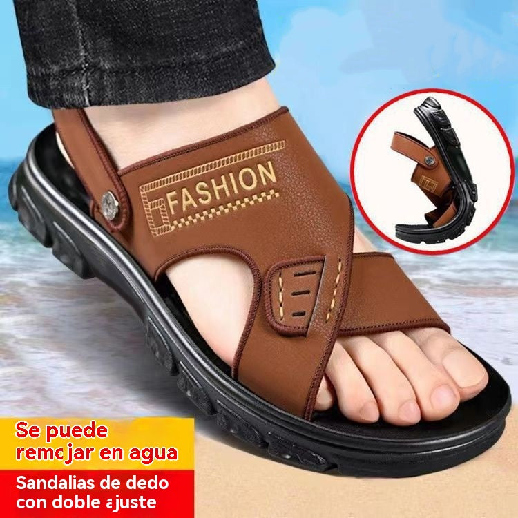 đ„ă38-47ăMuĆĄke ljetne sandale od mekane koĆŸe s debelim potplatom, Ävrste i izdrĆŸljive, lagane i prozraÄne, prikladne za plaĆŸu i svakodnevno leĆŸerno noĆĄenje