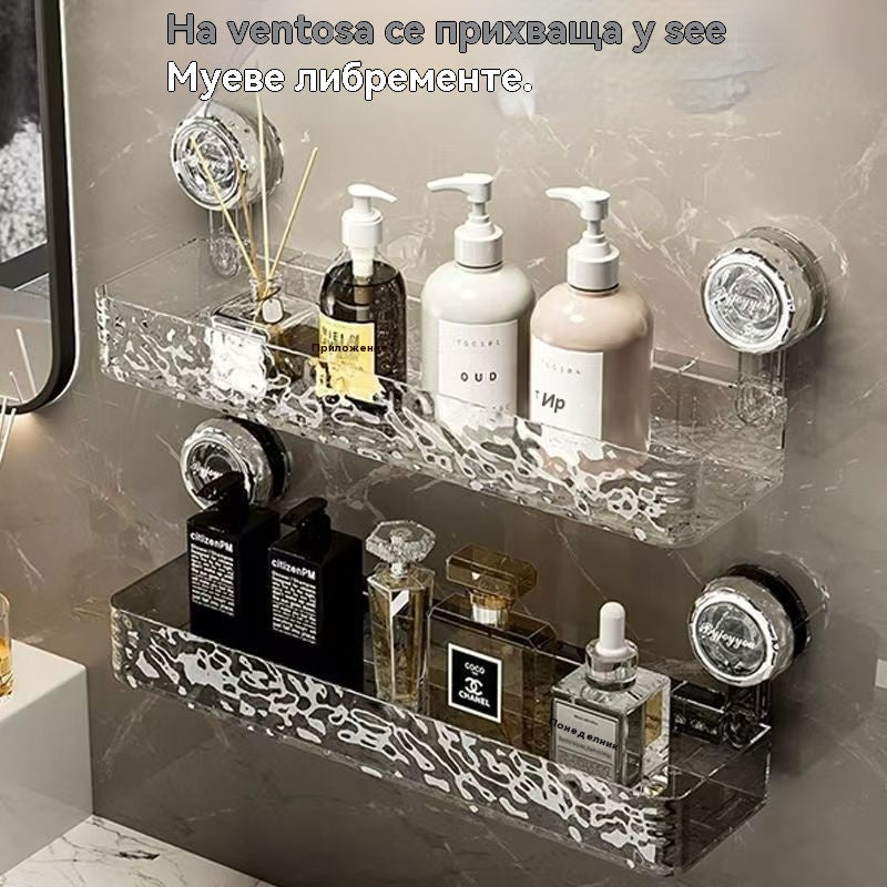 🍽️🧺🔥 Стойка за съхранение с вендузи без перфоратори, стилна вълнообразна стойка за сифон, подходяща за кухня и баня