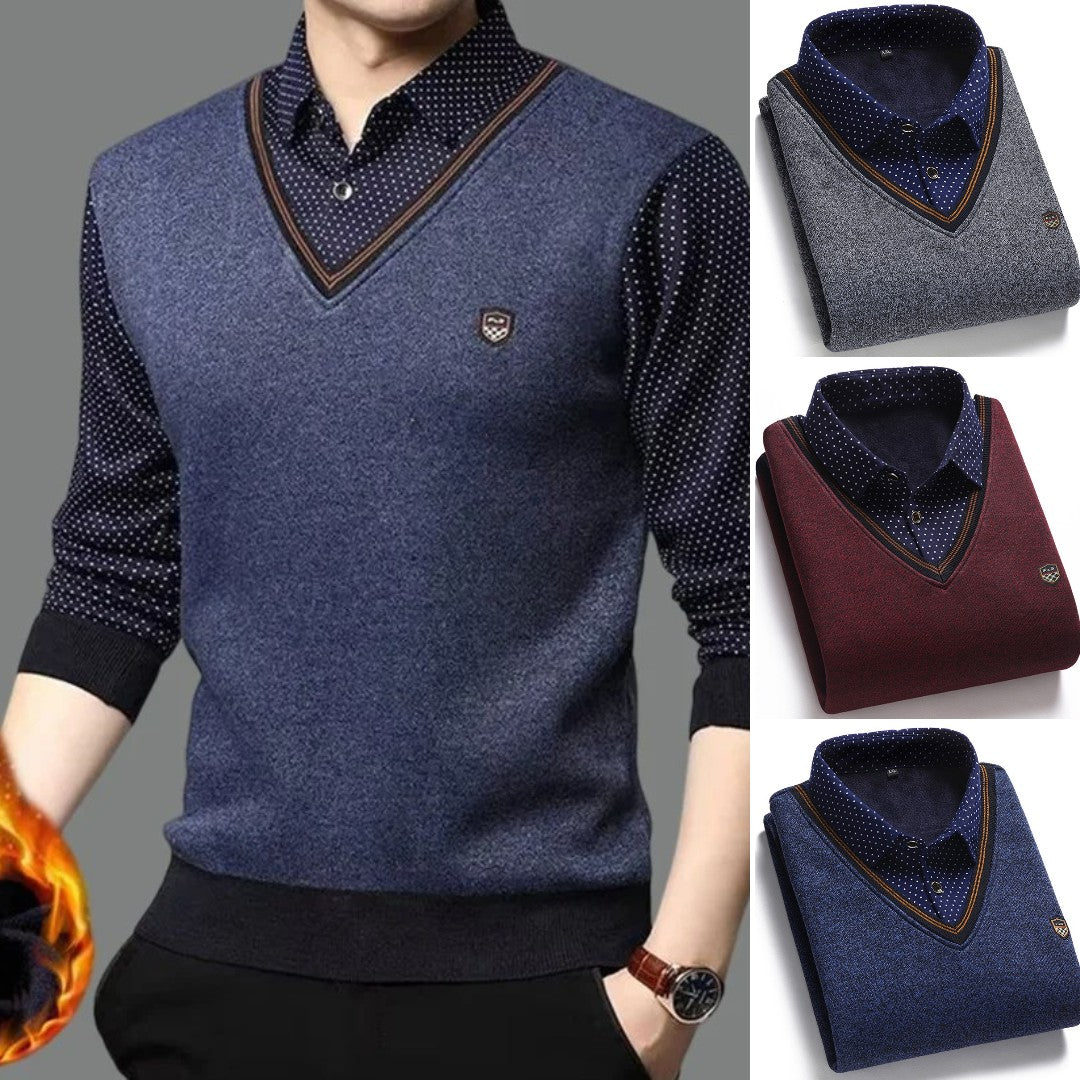 🔥Намаление 40% + Безплатна доставка🔥Мъжко трикотажно трико, подплатено и удебелено за топлина