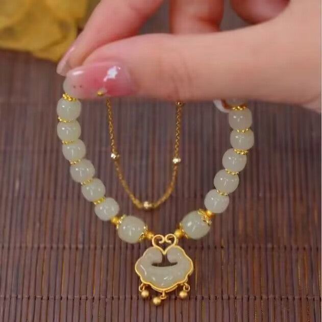✨【Kúpte jeden a dostanete jeden zadarmo】Nový náramok z nefritu Hetian zo 14K zlata