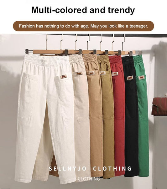 👖🔥Ograničena ponuda – šokantnih 50% popusta!🔥【M-6XL】Proljetno-ljetne ženske ležerne hlače velikih veličina, visokostručni pamuk, udobne i svestrane