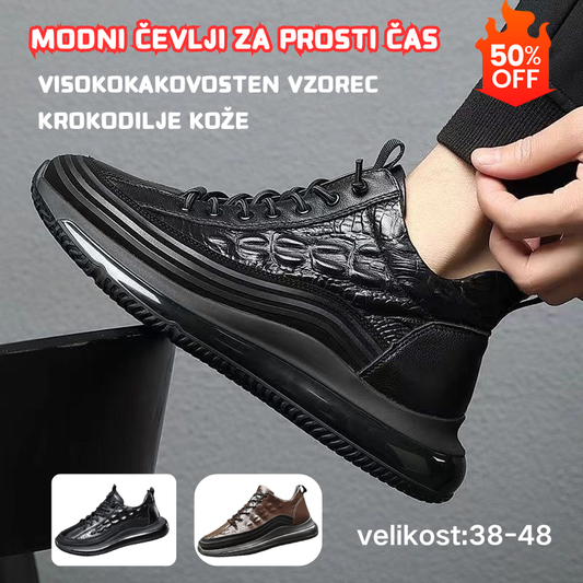 🔥【Časovno omejena ponudba】【38–48】 Luksuzne italijanske superge z reliefnim krokodilskim vzorcem