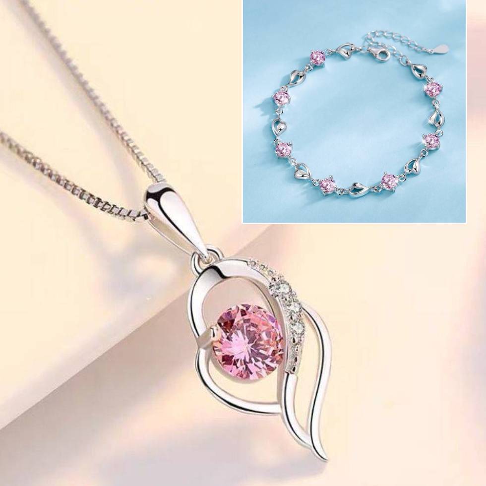 ✨💎【Akcija omejena – Popust do 50%】Komplet zapestnica + ogrlica »Srce oceana« iz srebra 925