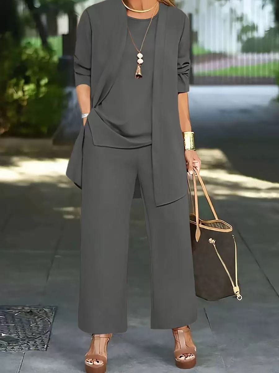 🧥【S-5XL】 Limitovaná ponuka: 50% zľava na elegantnú dámsku trojdielnu súpravu voľného strihu🍂