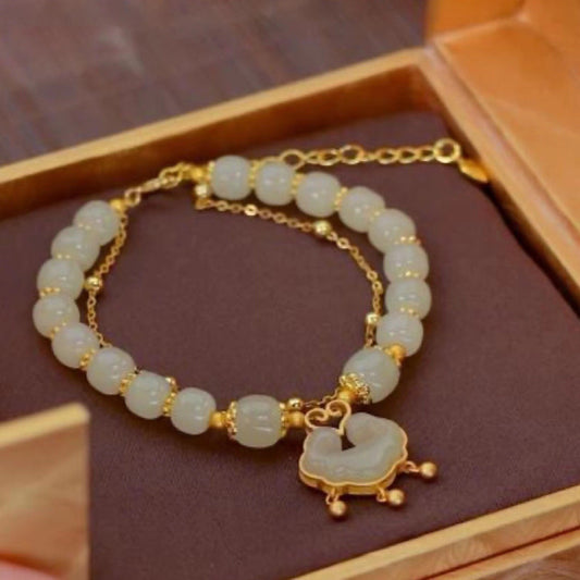 ✨【Kúpte jeden a dostanete jeden zadarmo】Nový náramok z nefritu Hetian zo 14K zlata
