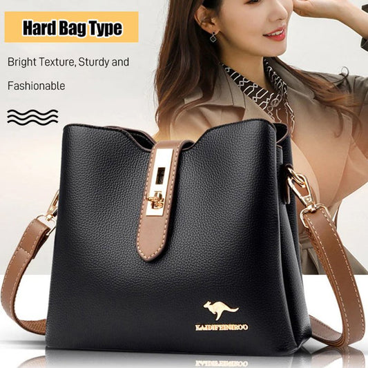 👜Чанта за през рамо от мека релефна кожа с голям капацитет