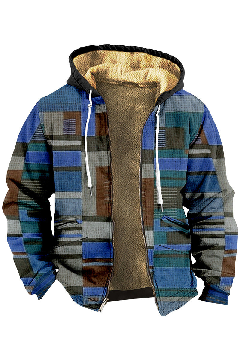 【S–4XL】Moška priložnostna jesensko-zimska debela žametna jakna s toplo kapuco iz jagnječje volne