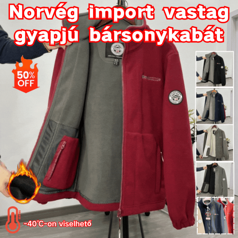 Férfi vastag gyapjú bársonykabát, plus size, meleg és kényelmes őszre és télre