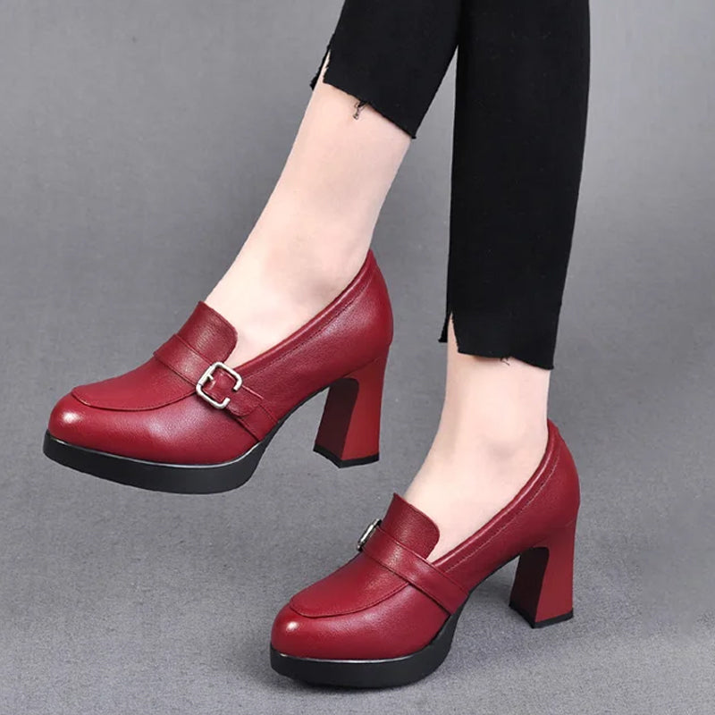 【35-40】πλατφόρμα ψηλοτάκουνα γυναικεία παπούτσια με χοντρό τακούνι μόδας