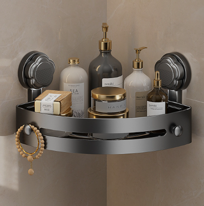 2025 нов модел ъглова рафтова поставка, лесен монтаж, голяма товароносимост, а вендузата може да се сваля по всяко време.