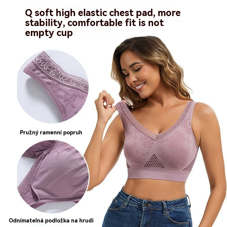 😍❤️【Akcija – Popust do 50%】✨【1 set od 3 komada】Ženski grudnjak od čipke bez žica s visokom potporom