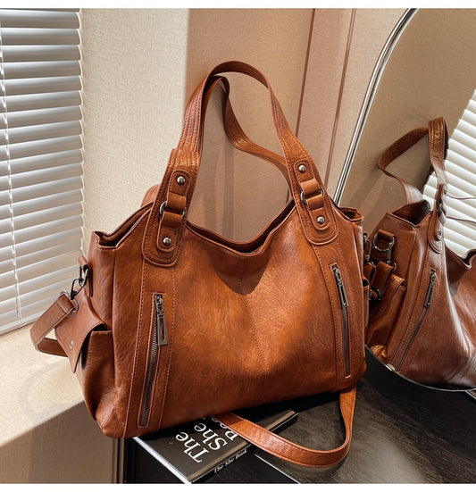 🔥🔥【Продаван хит】👜 Дамска чанта с голям капацитет – ръчна/през рамо, ретро и стилна, многофункционална tote чанта за ежедневието