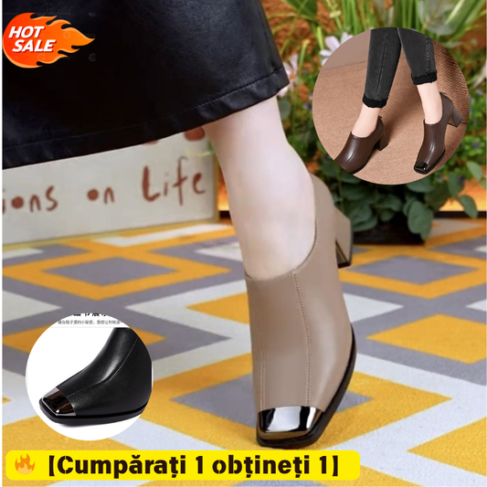 【35-41】【Kúp 1 a získaj 1 za cenu】Dámske kožené topánky s hranatou špičkou, novinka 2025