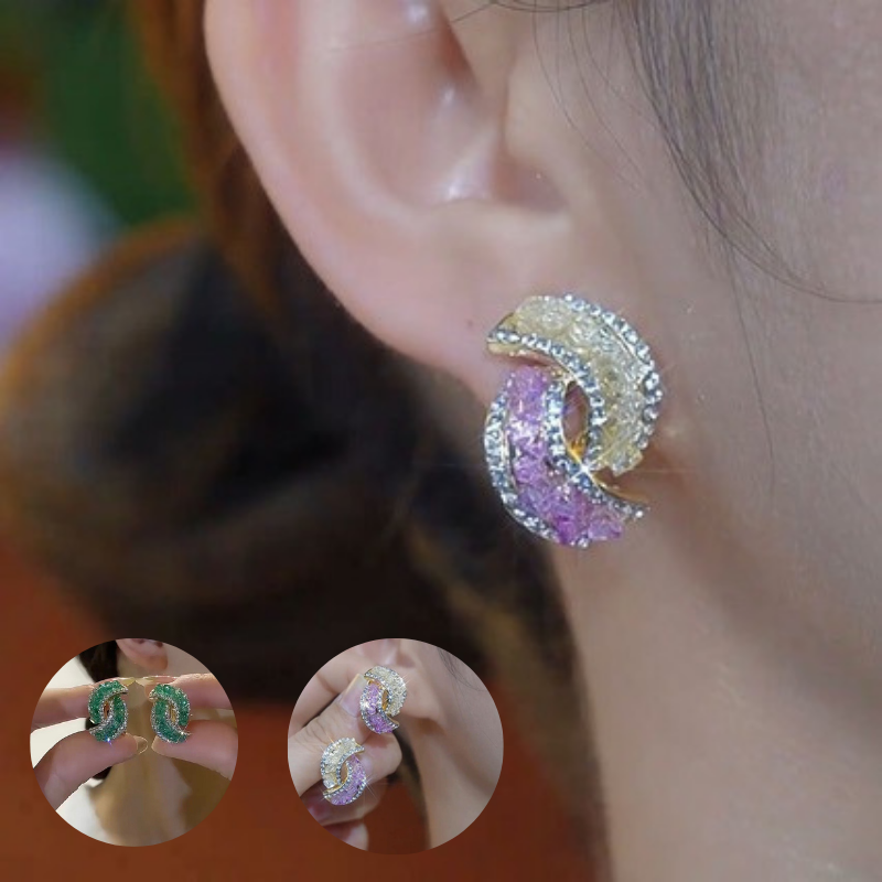 🏆Compre 1 y obtenga 1 gratis✨Elegantes aretes de oro con diamantes brillantes