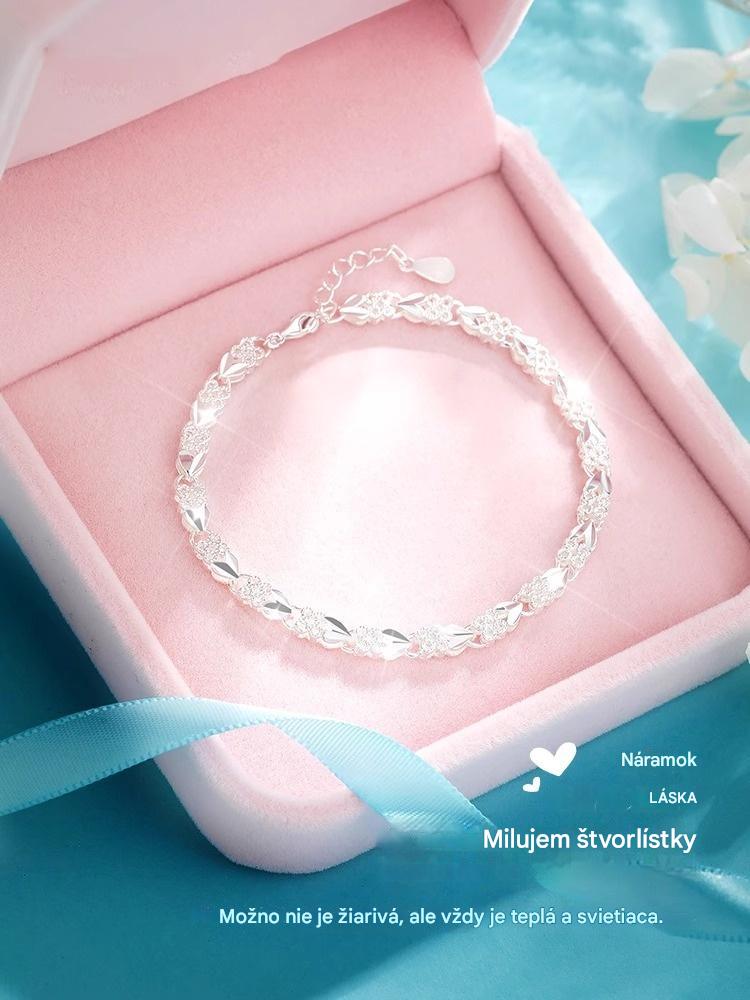 😀👉【Kúp jeden, druhý dostaneš zadarmo】💖🍀Páči sa mi nový módny dámsky náramok zo striebra 925 so štvorlístkom