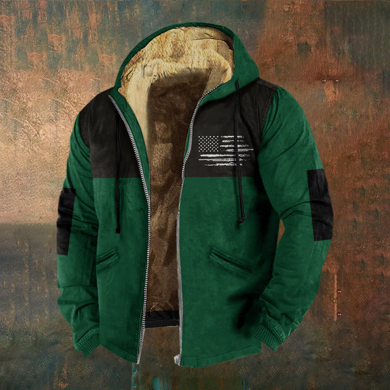 🔥Горещи продажби🧥【S-5XL】Нова мъжка блуза с качулка и цип, ретро, с триизмерна дигитална печат