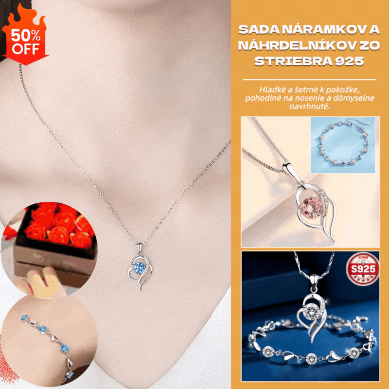 【✨Náramok + náhrdelník】💎Súprava náramku zo striebra 925 + náhrdelník Heart of the Ocean