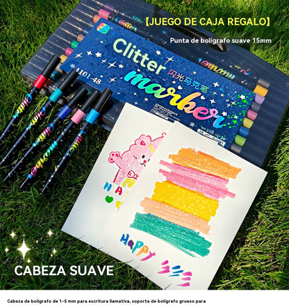 🔥✨️Σετ μαρκαδόρων με γκλίτερ διπλής όψης