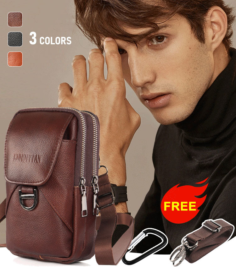 💰👜Чанта за кръста с портфейл от естествена кожа за мобилен телефон