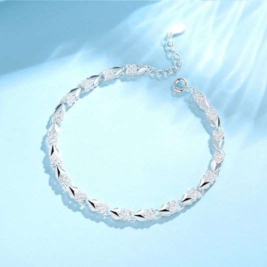 😀👉【Compre 1 y obtenga 1 gratis】💖🍀Love New Fashion Pulsera de plata 925 con un trébol de cuatro hojas para mujer