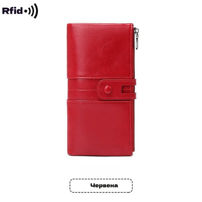 💼Višenamjenski novčanik, ručno izrađen od prave kože, četka protiv krađe, dvostruki patentni zatvarač