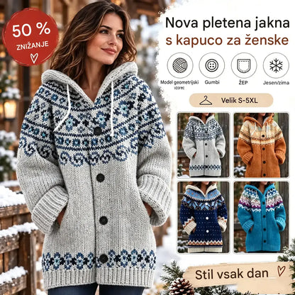 🤗🔥【S~5XL】✨Jesen/zima Nova elegantna barvita retro jakna s kapuco