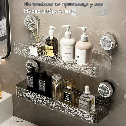 🍽️🧺🔥 Стойка за съхранение с вендузи без перфоратори, стилна вълнообразна стойка за сифон, подходяща за кухня и баня