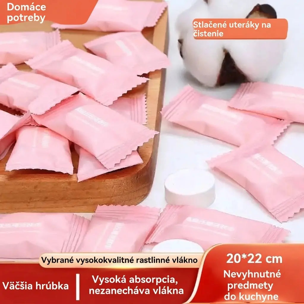 【100 kusov】Jednorázové uteráky, prenosné komprimované uteráky na tvár