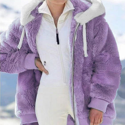 ❄️☃️[S-5XL] Ženska jakna 2026 s kontrastnimi črtami iz debele plišaste tkanine
