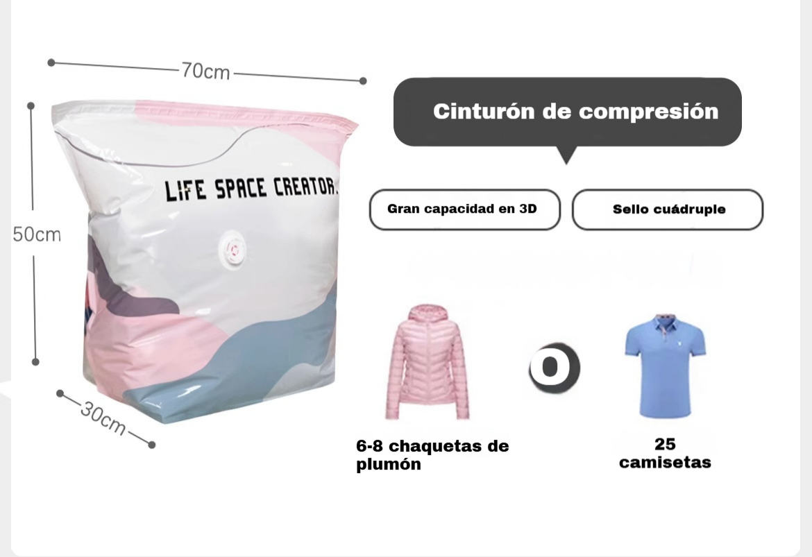 👕📦【5 kosov 24 evrov】Kompresijske vrečke za shranjevanje oblačil, brez potrebe po vakuumu, ojačana zasnova.