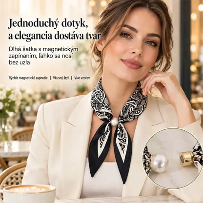 ✨ Šatka s magnetickým zapínaním a perlou — elegantné riešenie pre každodenný štýl, rýchle a bez viazania.