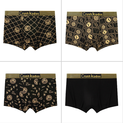 🔥【Kupte 4 a získejte 4 zdarma】🚹✅💥【40-140 kg】Pánské prodyšné spodní prádlo z ledového hedvábí, bezešvé pohodlné spodní prádlo, nadměrné velikosti, módní potisk