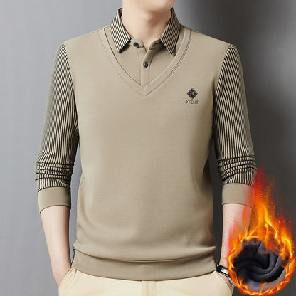 🔥【M-4XL】Moška vrhunska topla dvodelna majica iz kašmirja vse v enem
