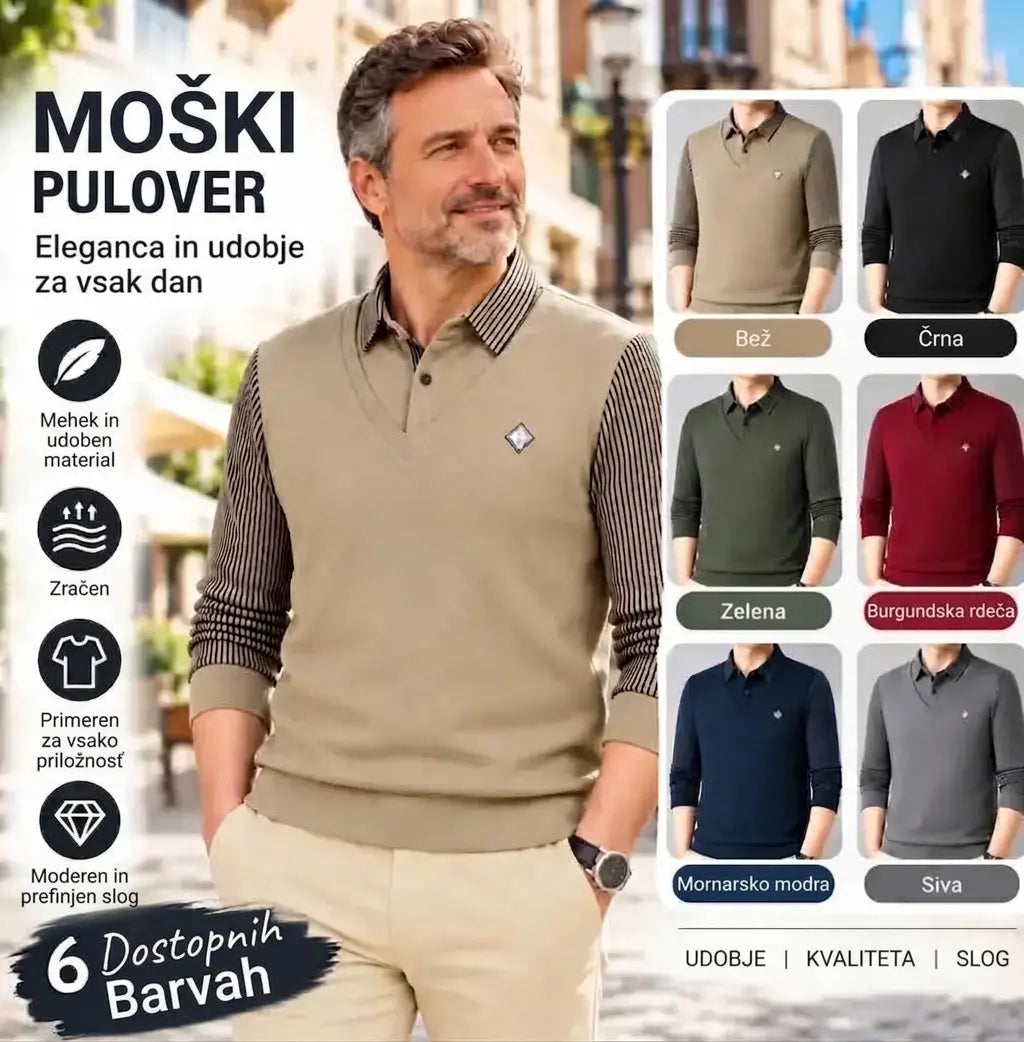👔【M-4XL】Moški topel zgornji del iz vrhunskega kašmirja, dvodelni dizajn 2 v 1