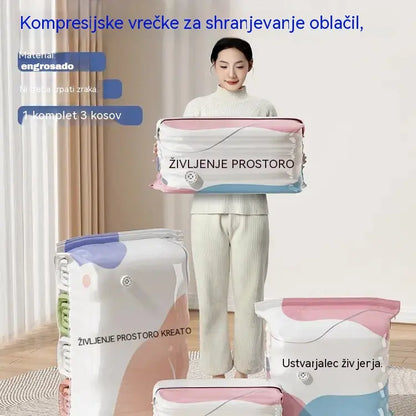 👕📦【5 kosov 24 evrov】Kompresijske vrečke za shranjevanje oblačil, brez potrebe po vakuumu, ojačana zasnova.