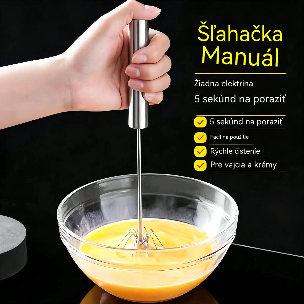 22 € 【2-dielna sada】Poloautomatický šľahač vajec z nehrdzavejúcej ocele