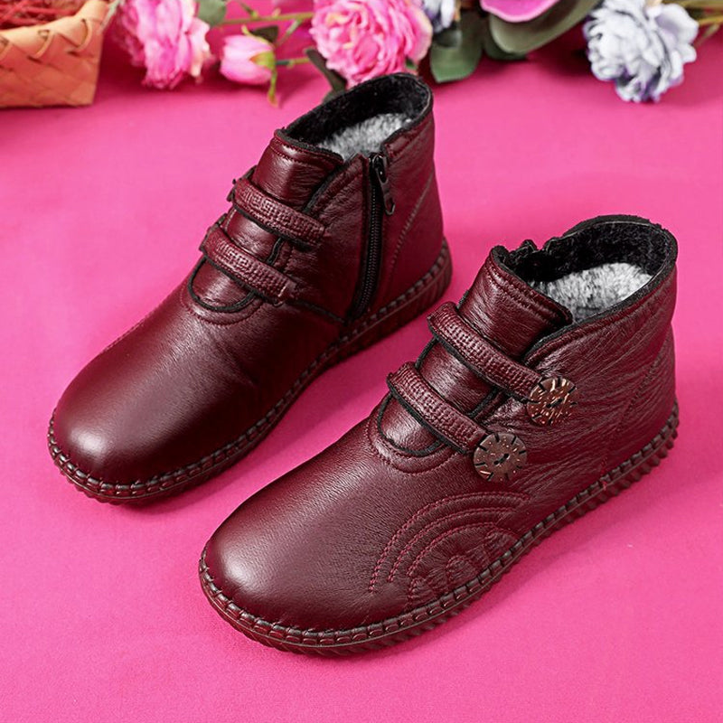 💥【Горещи продажби – Намаление 40%】Дамски кожени ботуши с подплата, противоплъзгащи и топли, задължителни за есента и зимата