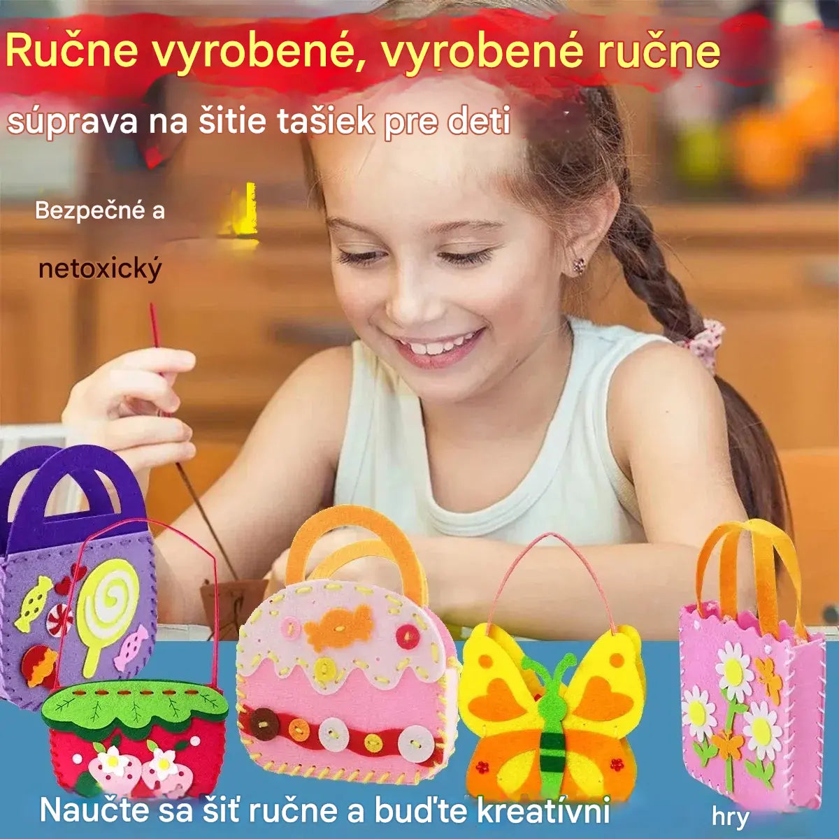 🧵🧶🦋【8 dielov】Vzdelávacia šijacia sada pre deti