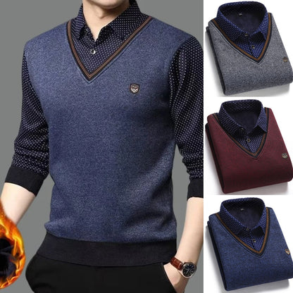 🔥Намаление 40% + Безплатна доставка🔥Мъжко трикотажно трико, подплатено и удебелено за топлина