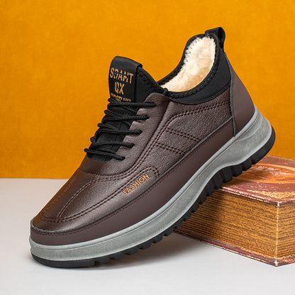 ⛄🔥【39-45】Ανδρικά casual αθλητικά παπούτσια χειμερινά 2025, από φυσικό δέρμα, αδιάβροχα, με μαλακή σόλα και βελούδινη επένδυση, καινούργια