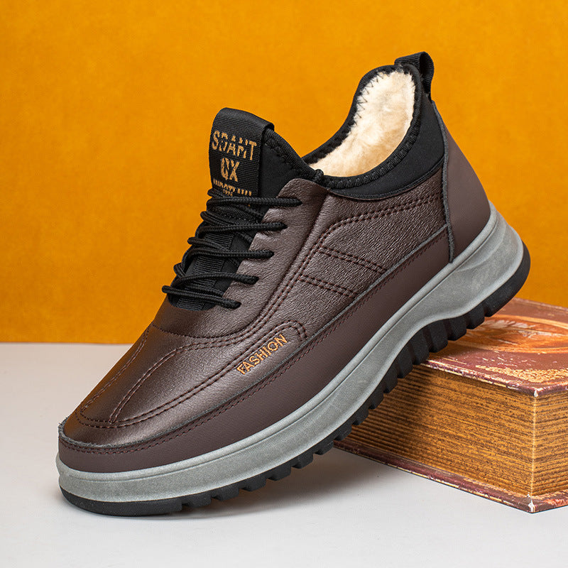 ⛄🔥【39-45】Ανδρικά casual αθλητικά παπούτσια χειμερινά 2025, από φυσικό δέρμα, αδιάβροχα, με μαλακή σόλα και βελούδινη επένδυση, καινούργια