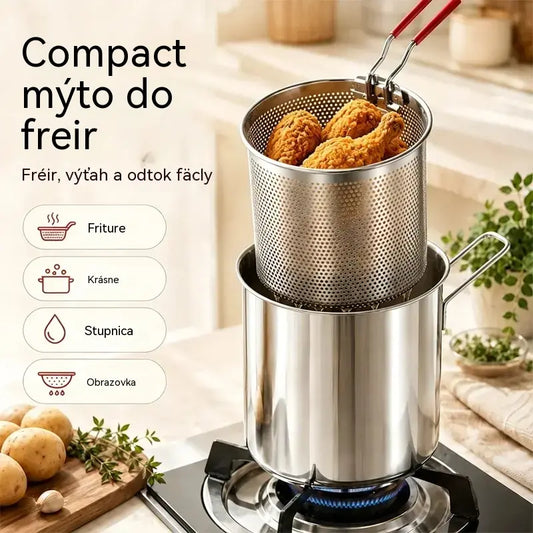 🔥 50% zľava | Multifunkčná fritéza vyrobená z potravinárskej nehrdzavejúcej ocele 304 | Jednoduché, rýchle a pohodlné varenie 🍳