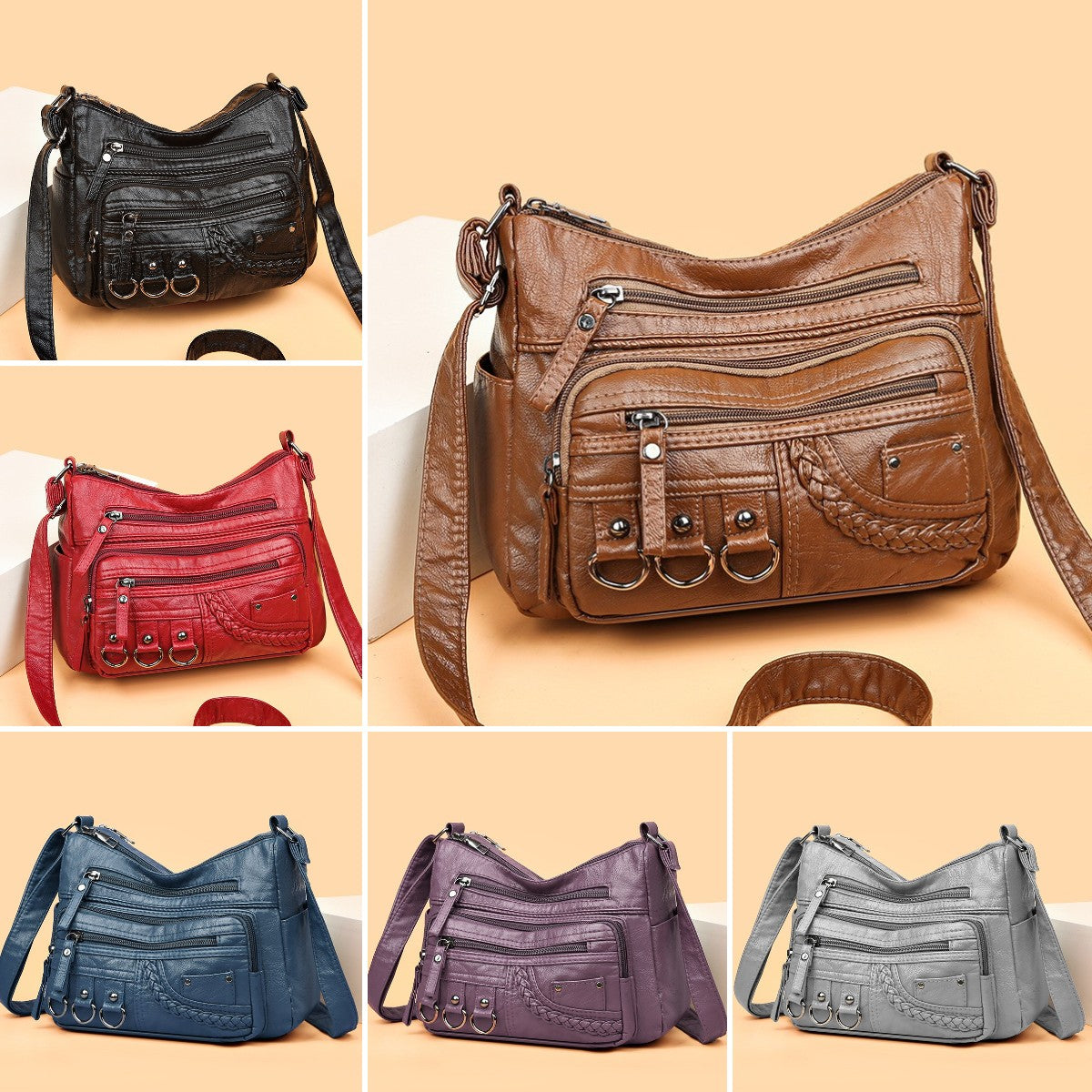 💥【Промоция с ограничено време】👜Нова чанта през рамо от мека кожа с голям капацитет