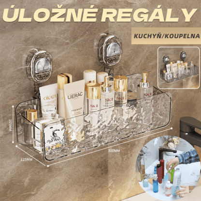 ✨Časově omezená nabídka: sleva 40%✨ Nový lehký luxusní úložný stojan s přísavkou, nástěnný úložný stojan do koupelny bez děrování