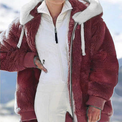 ❄️☃️[S-5XL] Ženska jakna 2026 s kontrastnimi črtami iz debele plišaste tkanine