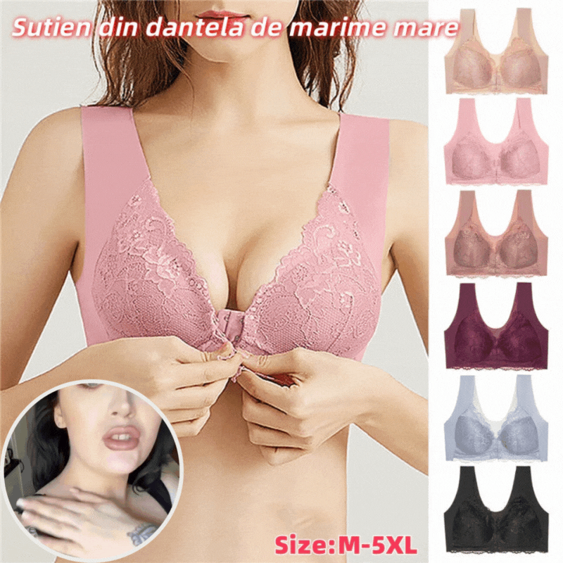 ✨【50%OFF】【3 kusov】Veľká sexy podprsenka s predným zapínaním bez oceľového krúžku, krásna spodná bielizeň na chrbte