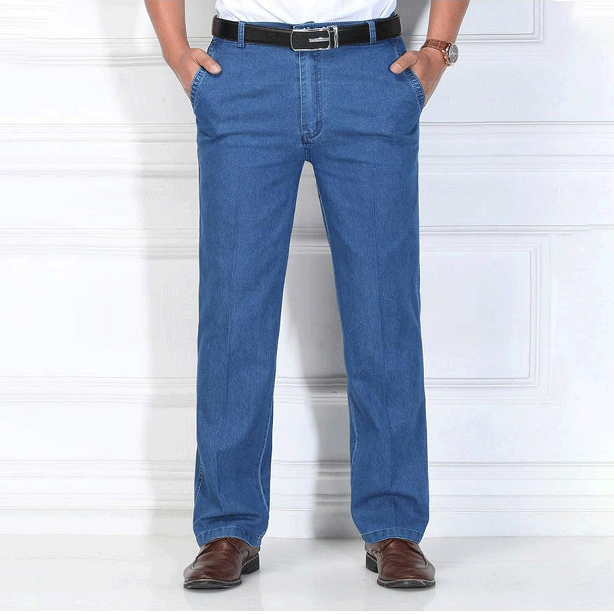 🔥👖【Limitált ajánlat – 40% kedvezmény】Új, rugalmas, lélegző, magas derekú férfi farmernadrág