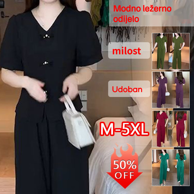 【M-5XL】🔥【Majice + široke hlače】Modno odijelo od ledene svile 2026