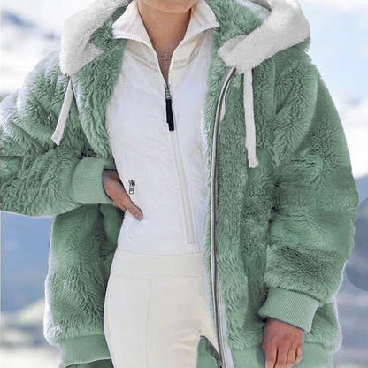 ❄️☃️[S-5XL] Ženska jakna 2026 s kontrastnimi črtami iz debele plišaste tkanine